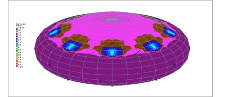 Aquarium design tested in REVIT Structures to show stress distribution.